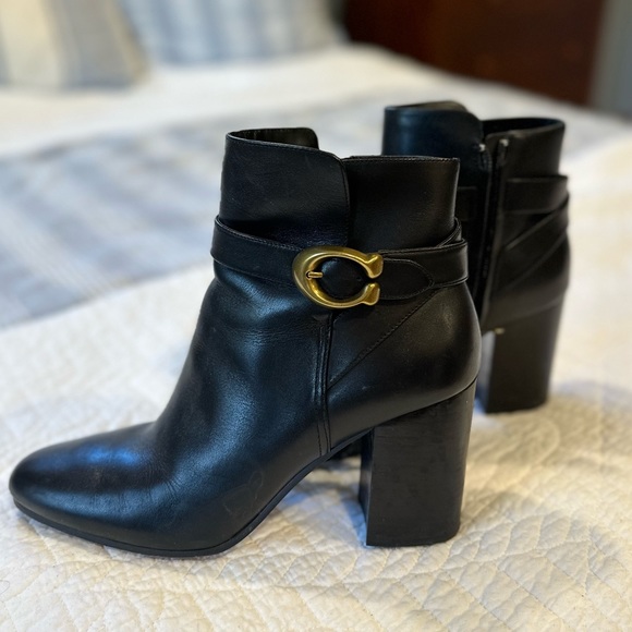 Black Leather Coach Booties. Women’s size 9 - Picture 5 of 5